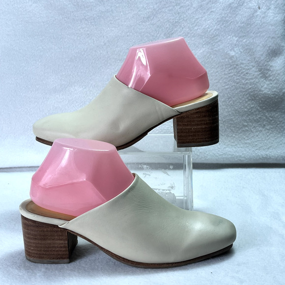 Nisolo Shoes Womens 8.5 Leather All-Day Heeled Mule in Bone - Picture 7 of 10